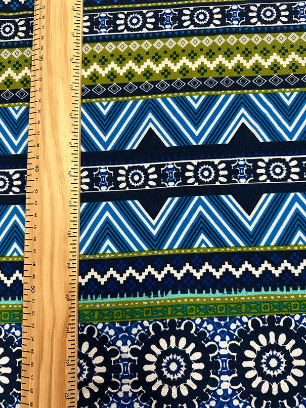 Navy Multi Color Stripe Print Georgette Fabric - Image 3