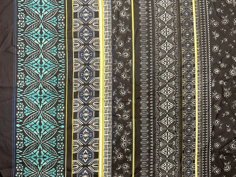 Navy Multi Stripe Poly Print Chiffon Fabric - Image 2