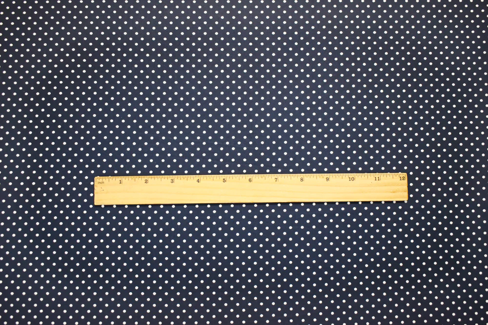 Navy-White Cotton Japanese Polka Dot Printed Twill Sateen Woven Fabric - Image 5