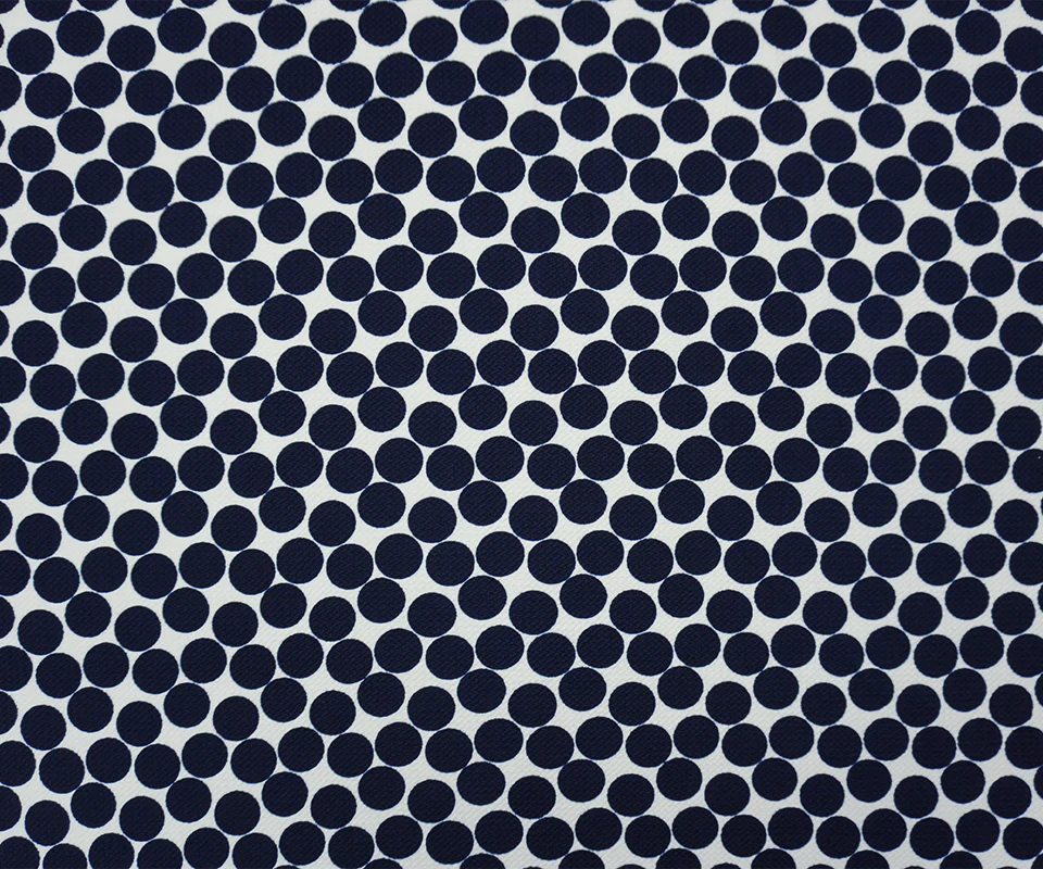Navy-White Poly Dot Printed Liverpool Double Knit Fabric - Image 3