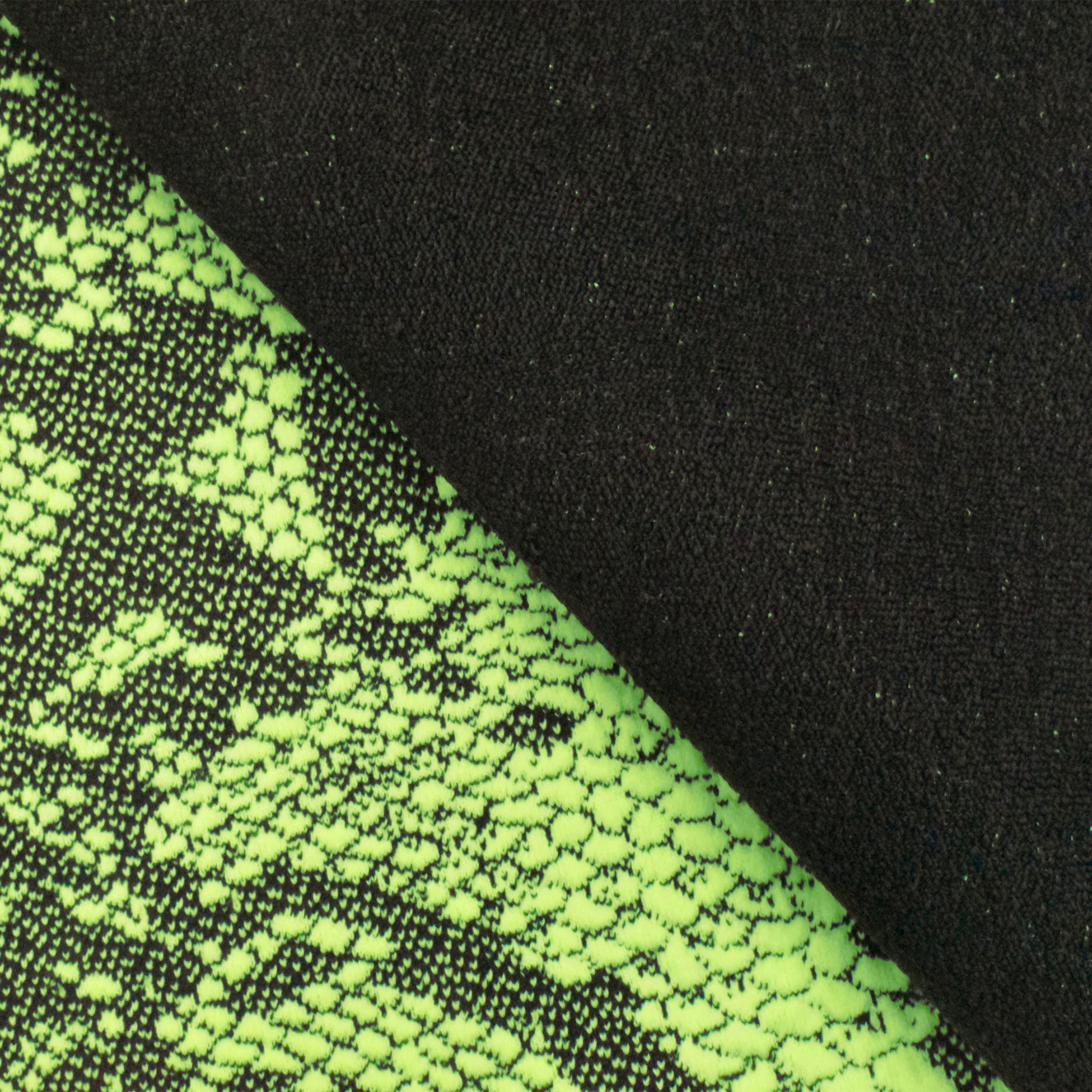 Neon Green-Black Famous Maker Stretch Reptile Jacquard Yoga Knit Fabric - Image 2