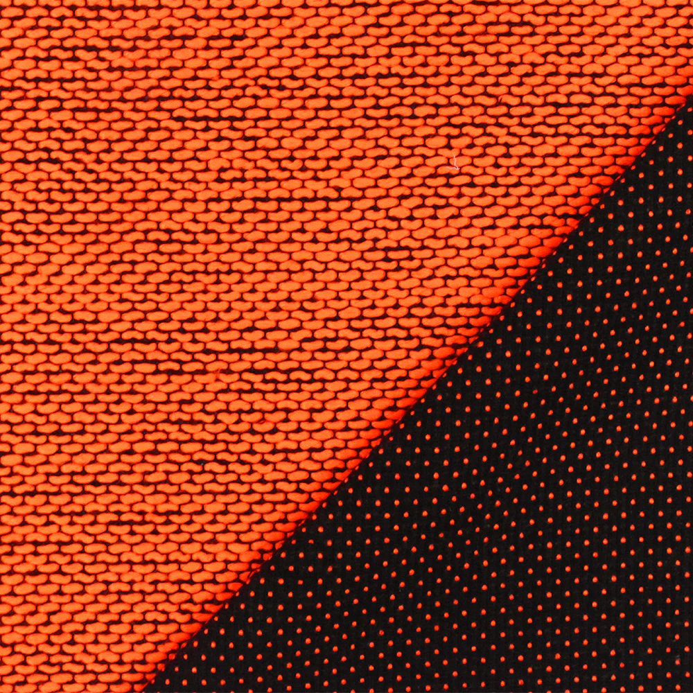 Neon Orange-Black Dotted Poly Woven Fabric - Image 4