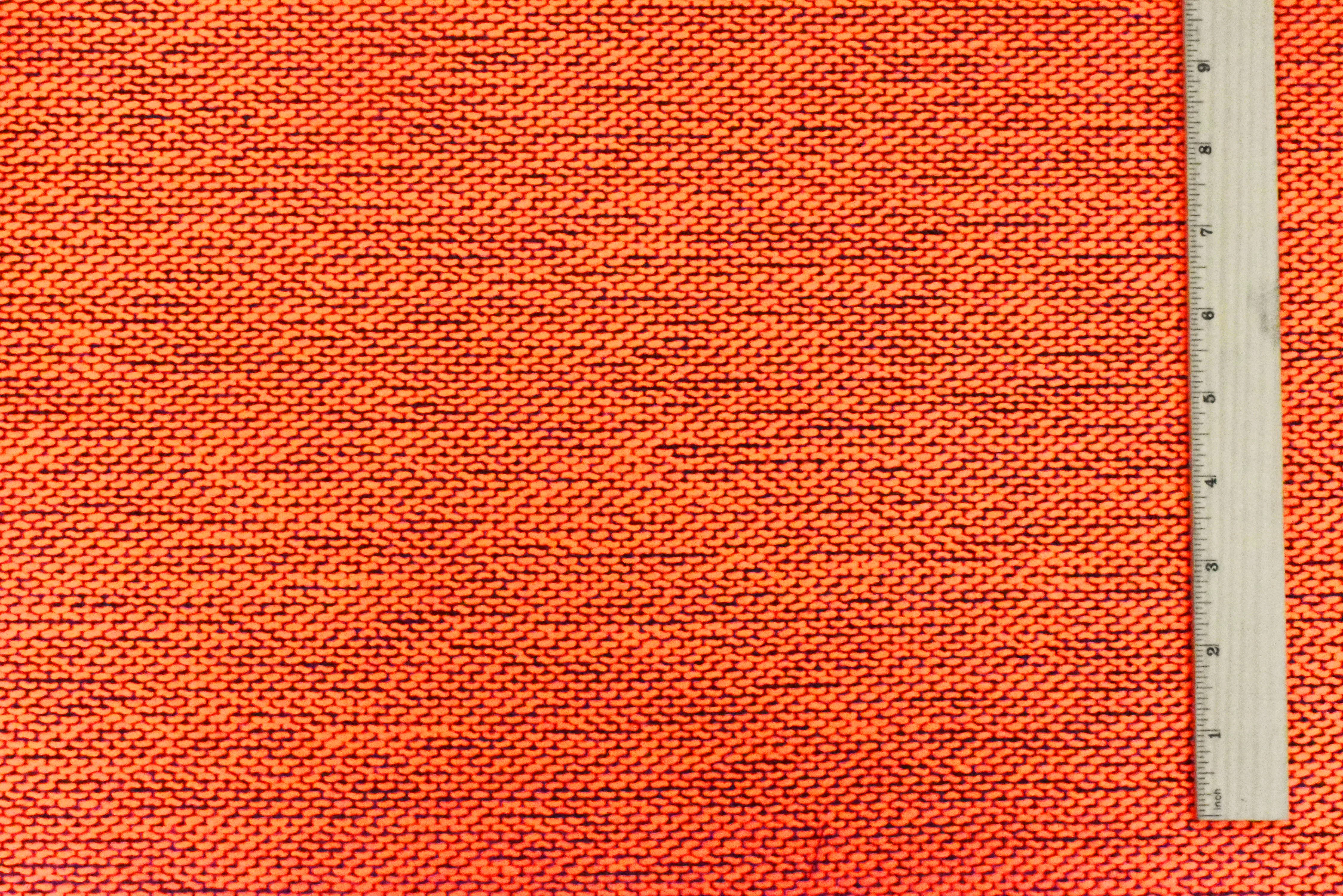Neon Orange-Black Dotted Poly Woven Fabric - Image 5