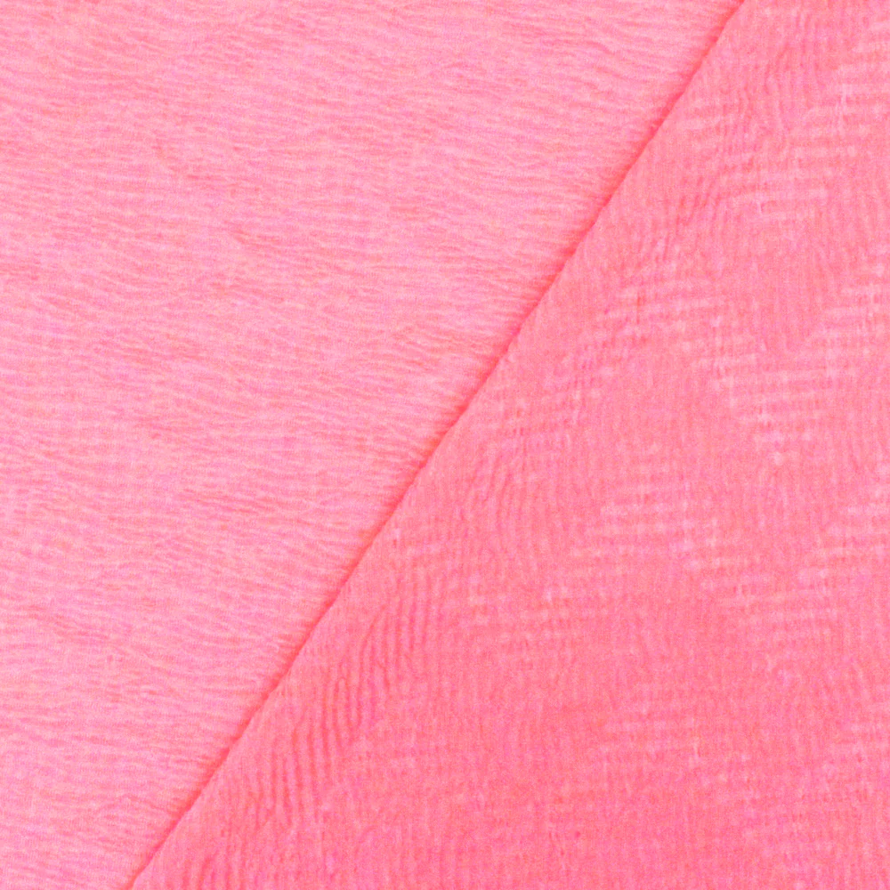 Neon Pink Crinkle Stretch Plisse Polyspan Jersey Knit Fabric - Image 4