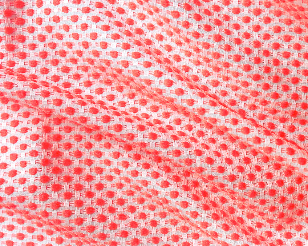 Neon Pink-White Poly-Lycra Texture Dobby Jacquard Woven Fabric - Image 2
