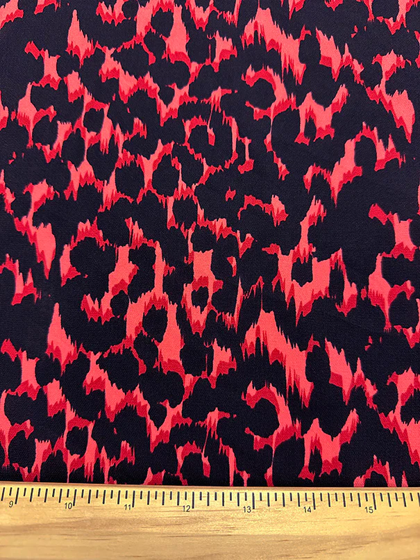 Neon Red Multi Animal Print Poly Georgette Fabric - Image 2
