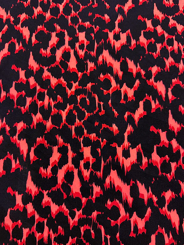 Neon Red Multi Animal Print Poly Georgette Fabric - Image 3