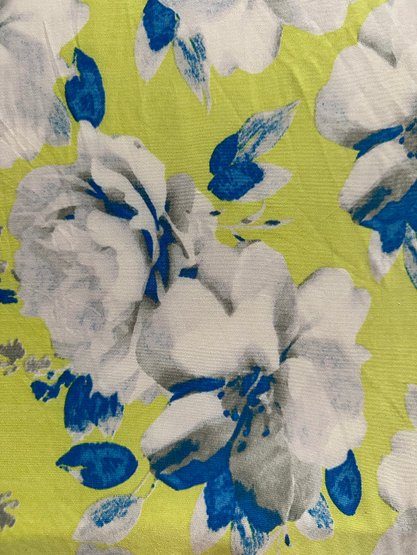 Neon Yellow Floral Print ITY Jersey Knit Fabric - Image 2