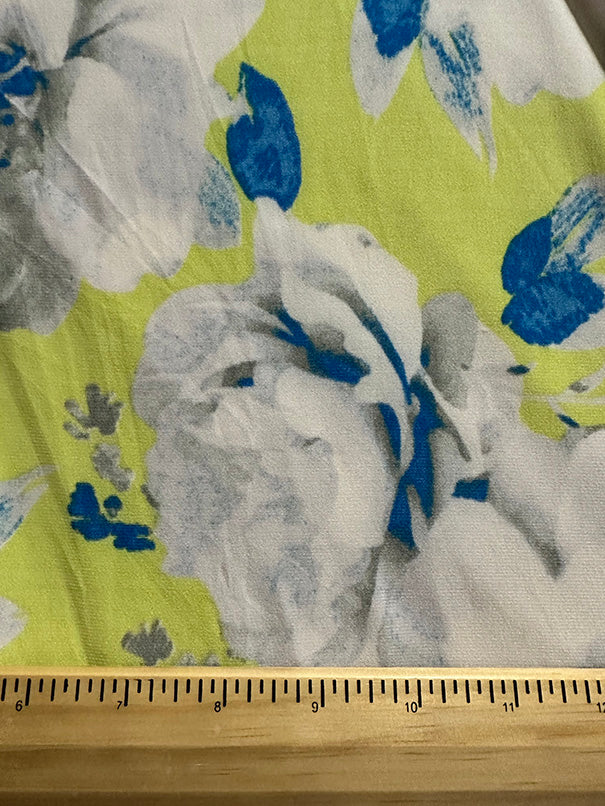 Neon Yellow Floral Print ITY Jersey Knit Fabric - Image 3