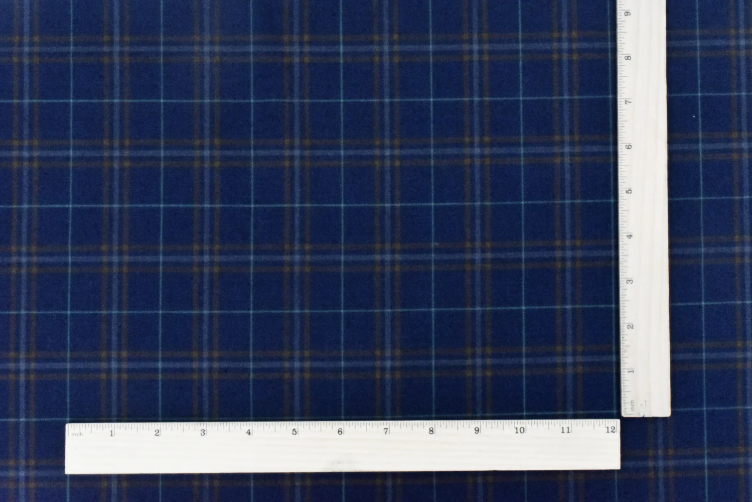 New Navy-Brown-Multi Plaid Wool Polyester Woven Suiting Fabric - Image 5
