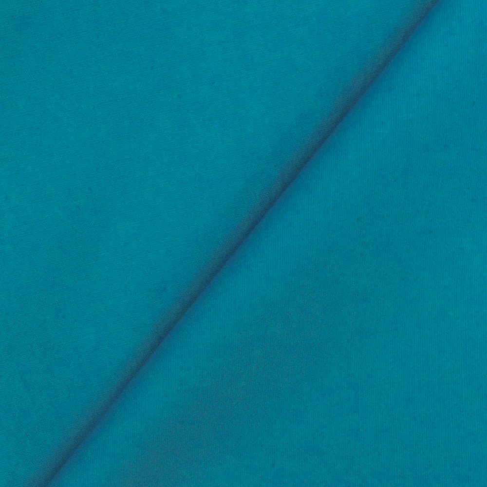 New Turquoise Solid Stretch Cotton Poplin Woven Fabric - Image 4