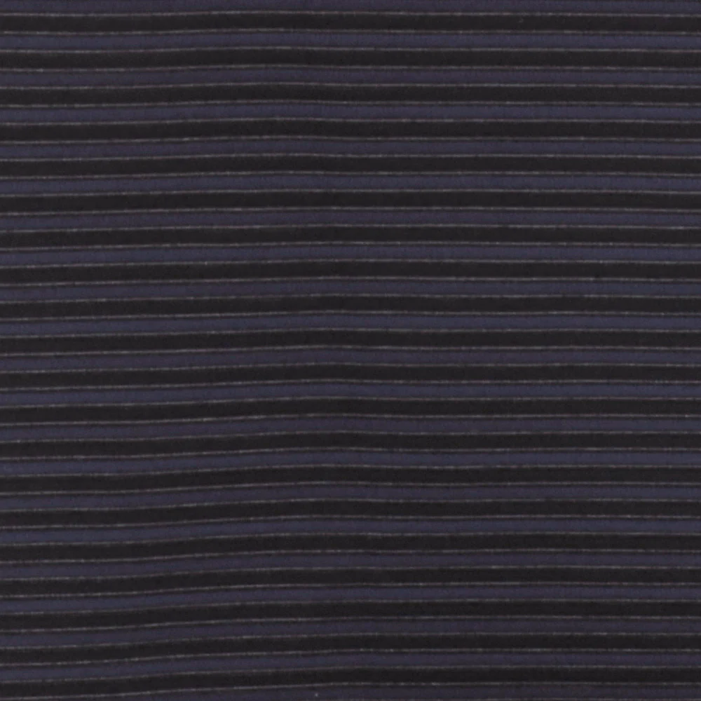 Night Navy Blue-Black 3D Stripe Stretch Polyester Semi-Sheer Knit Fabric