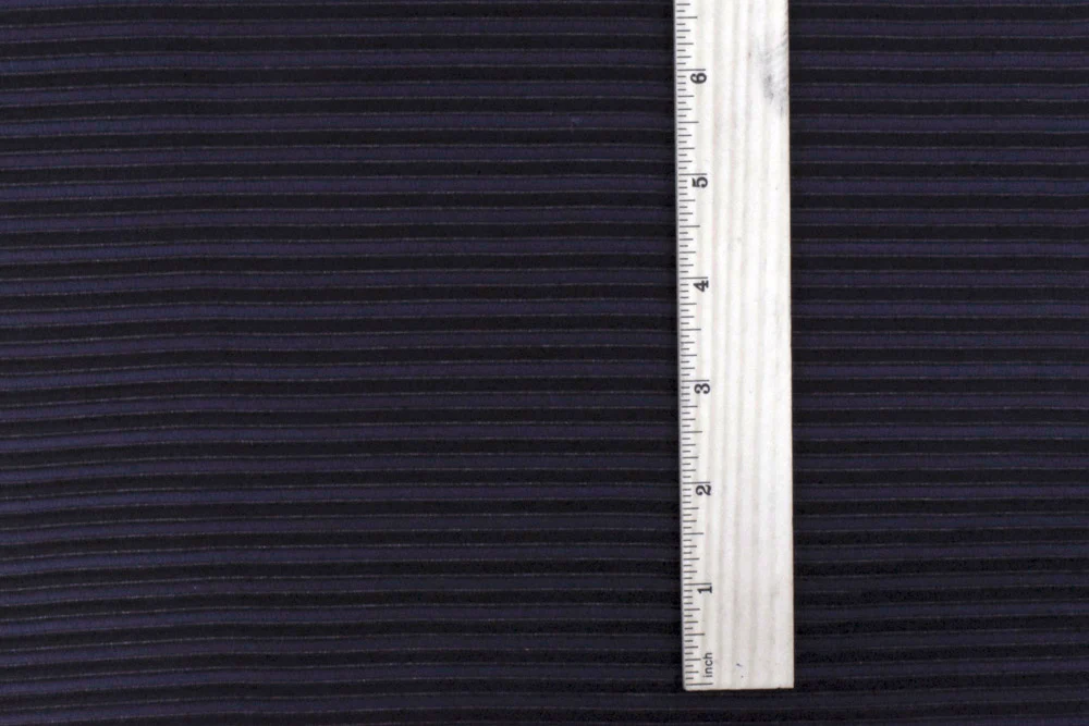 Night Navy Blue-Black 3D Stripe Stretch Polyester Semi-Sheer Knit Fabric - Image 5