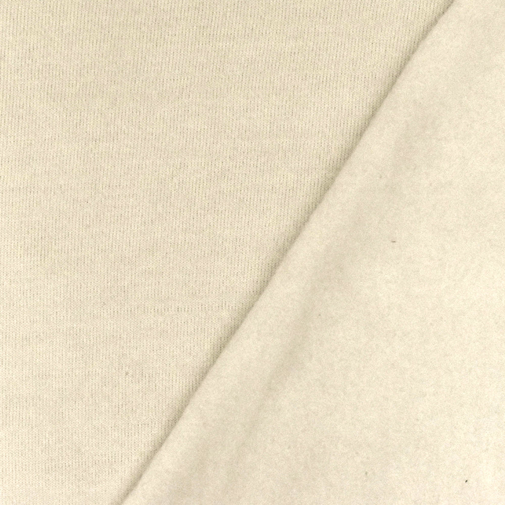 Oatmeal Beige Solid Stretch Cotton Poly Brushed Terry Fleece Knit Fabric
