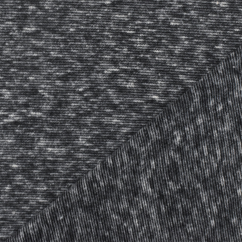 Off Black-Gray Slub Stretch Texture Jersey Knit Fabric - Image 2