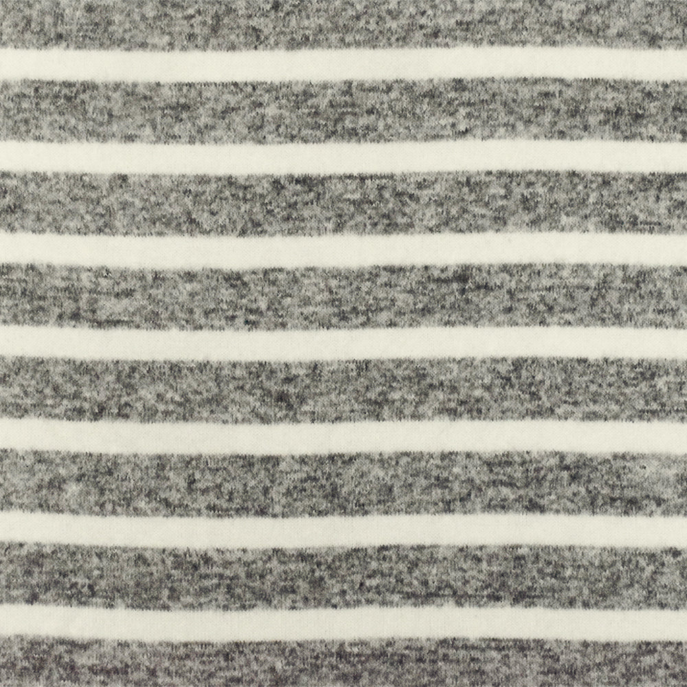 Off Black-Ivory Stripe Stretch Brushed Jersey Knit Fabric