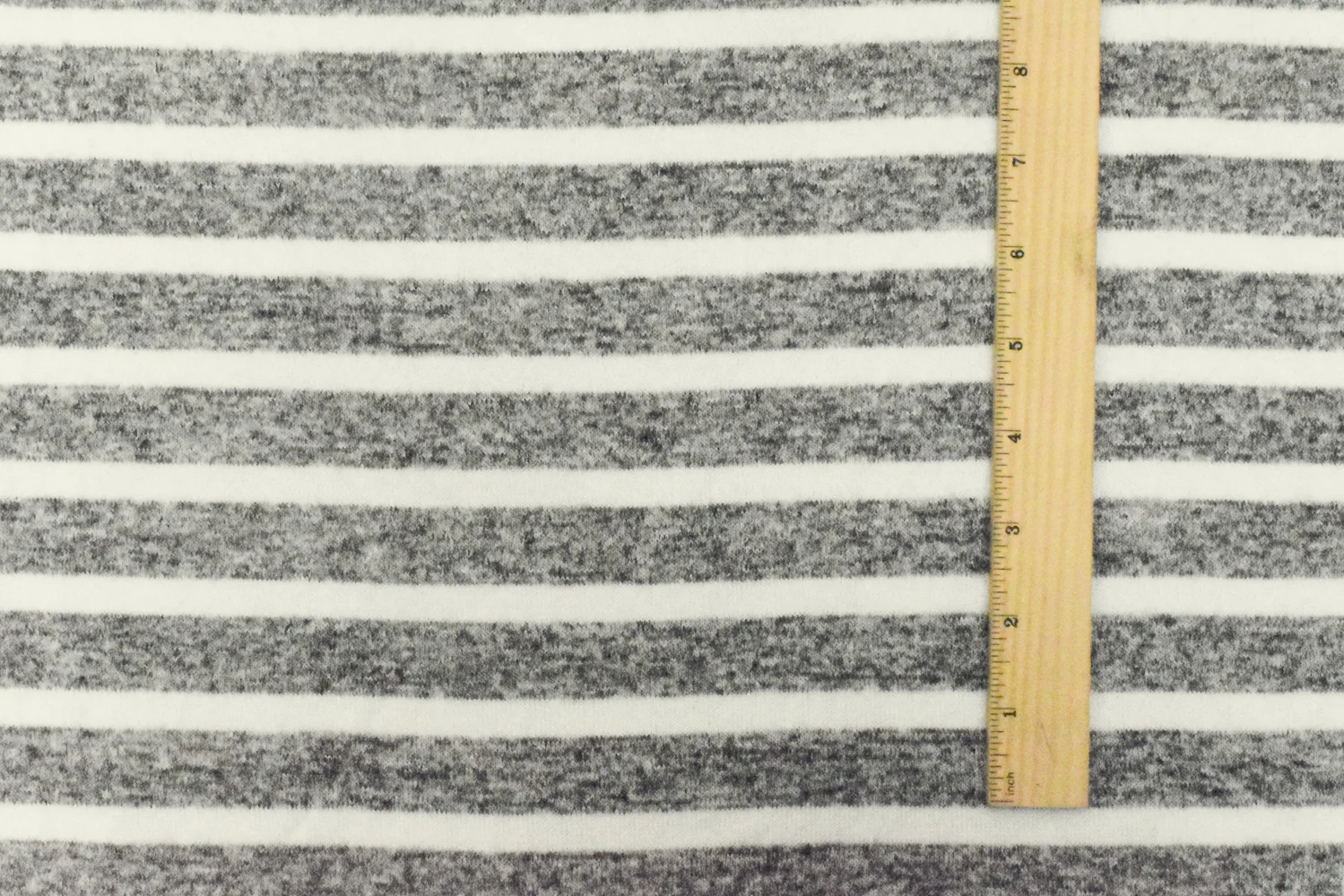 Off Black-Ivory Stripe Stretch Brushed Jersey Knit Fabric - Image 4