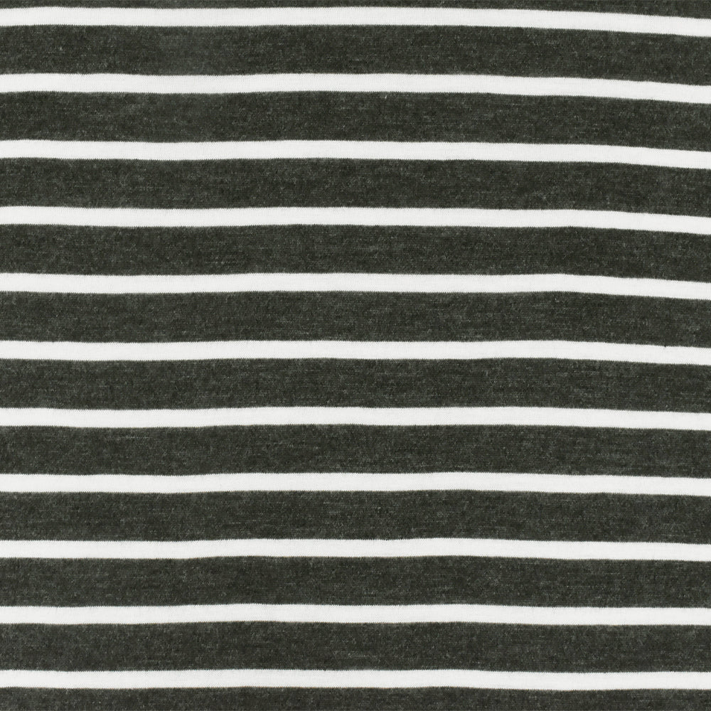 Off Black-White Striped Viscose Jersey Knit Fabric