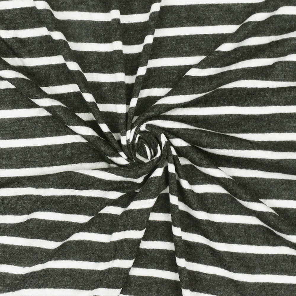 Off Black-White Striped Viscose Jersey Knit Fabric - Image 3