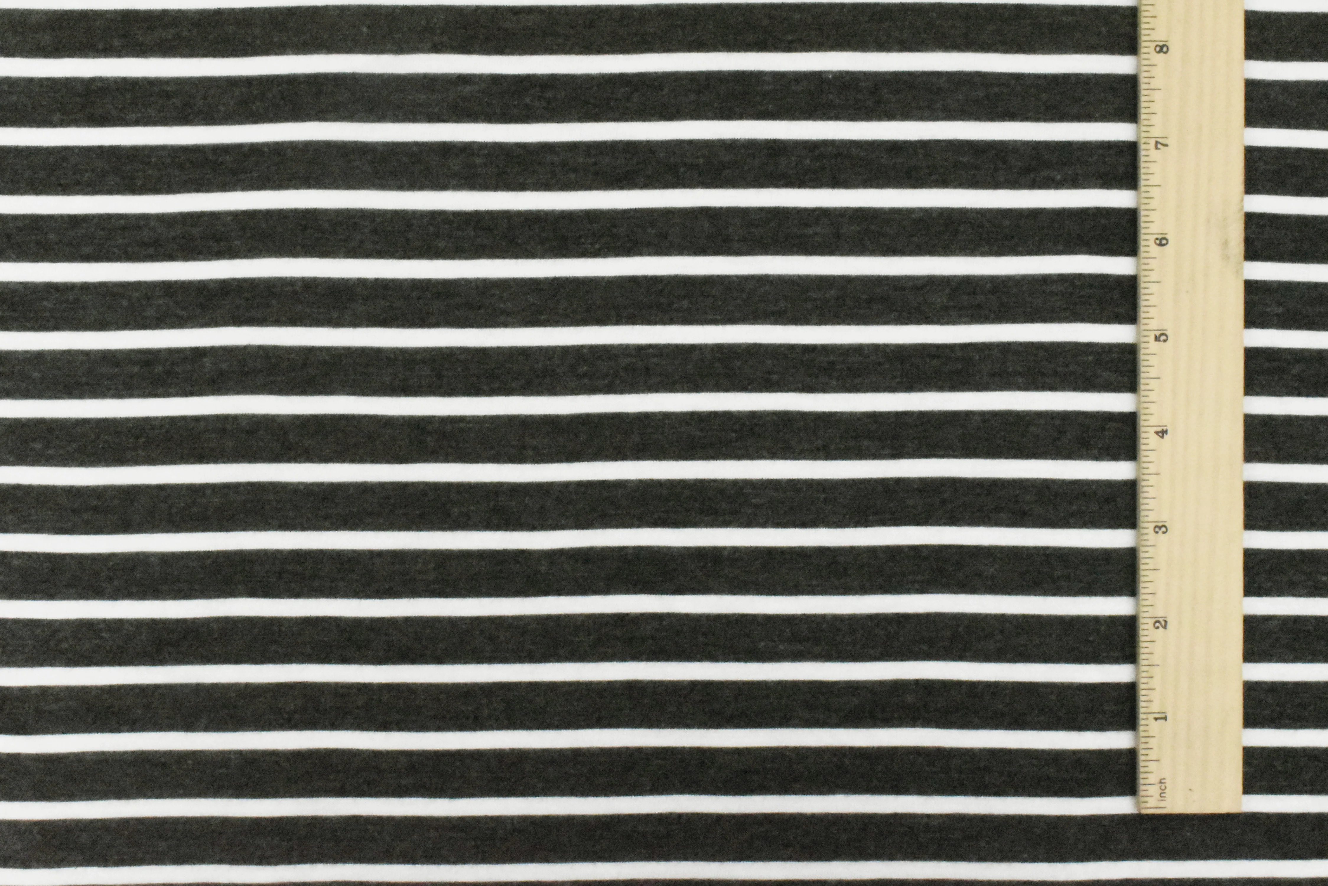 Off Black-White Striped Viscose Jersey Knit Fabric - Image 5