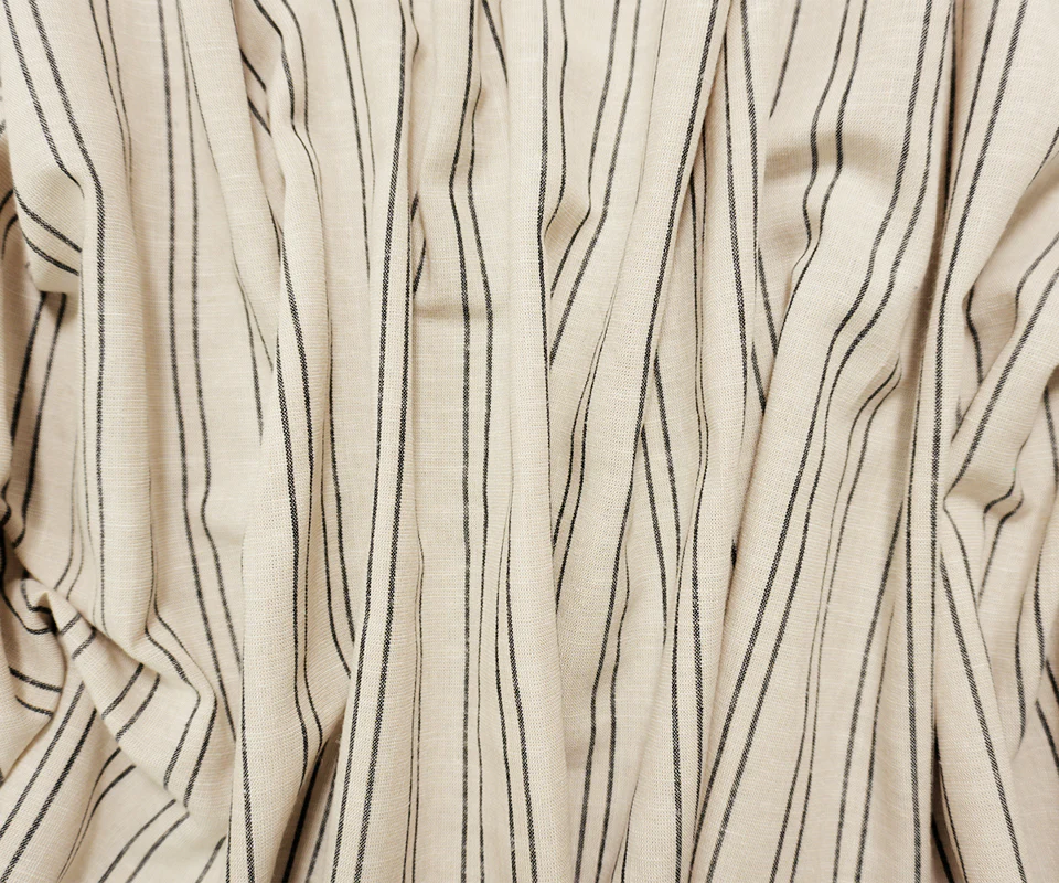 Off-White-Black Famous Maker Rayon Blend Stripe Woven Fabric - Image 3