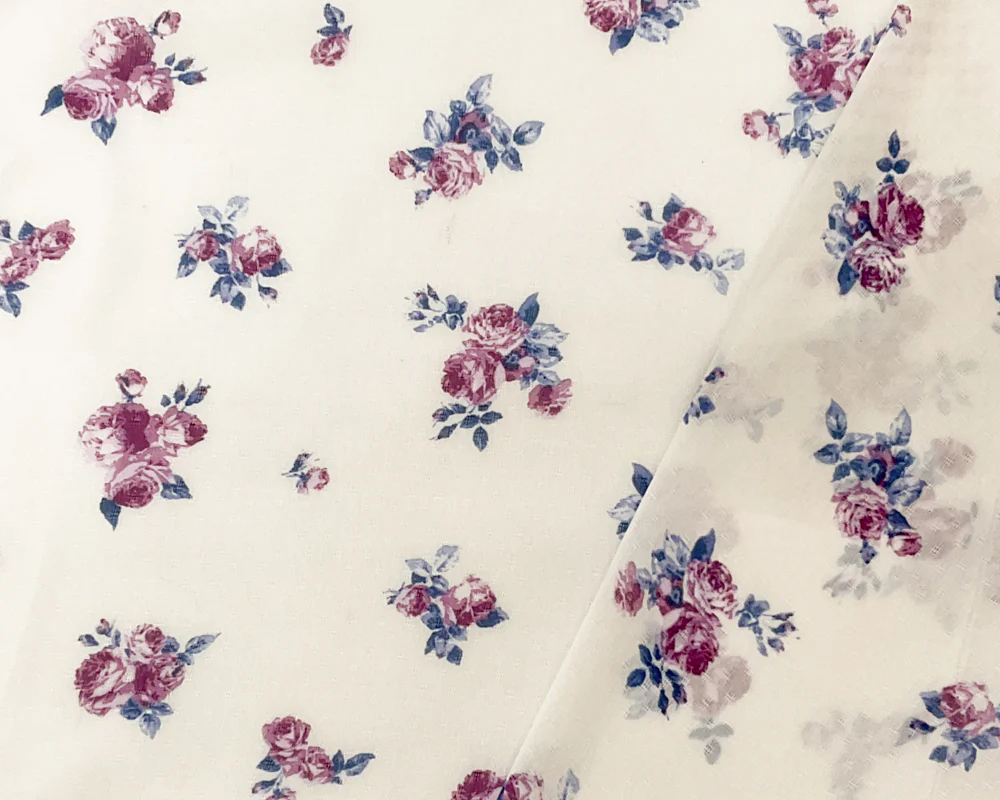 Off-White-Multi Poly Floral Printed Dobby Chiffon Woven Fabric - Image 2