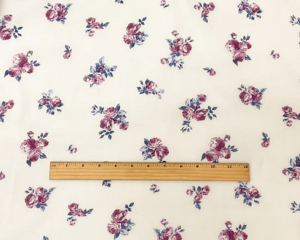 Off-White-Multi Poly Floral Printed Dobby Chiffon Woven Fabric - Image 4