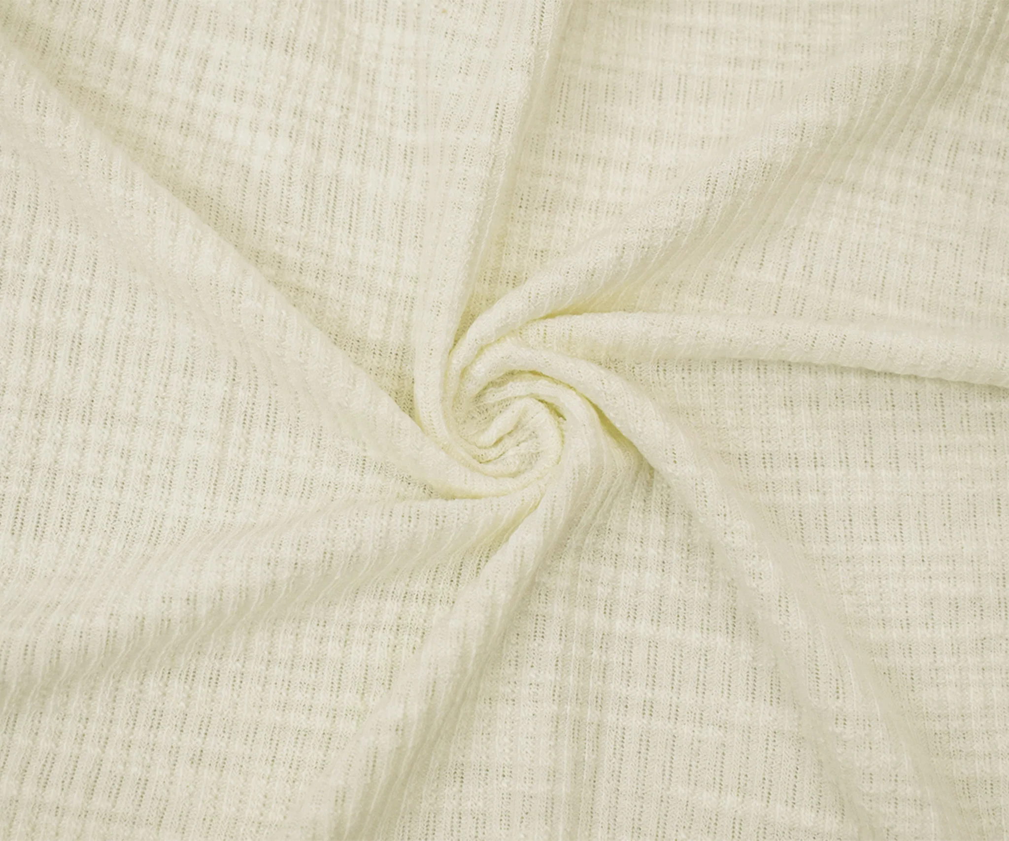 Off-White Poly Stretch Spandex Texture Slub Rib Knit Fabric - Image 2
