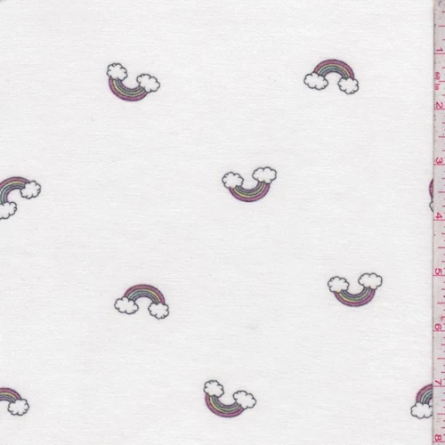 Off White Rainbow Double Brushed French Terry Knit Fabric