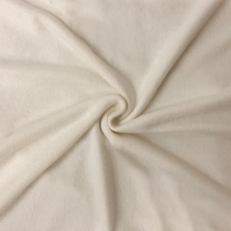 Off-White Rayon Poly Spandex Solid Brushed Face Jersey Knit Fabric
