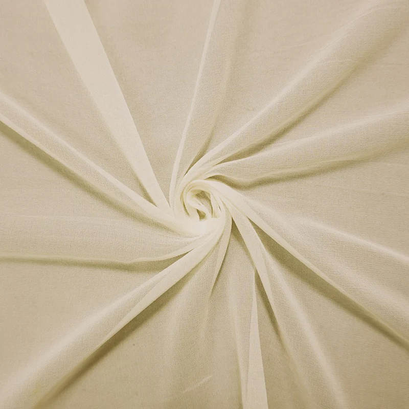 Off-White Silk Solid Chiffon Woven Fabric