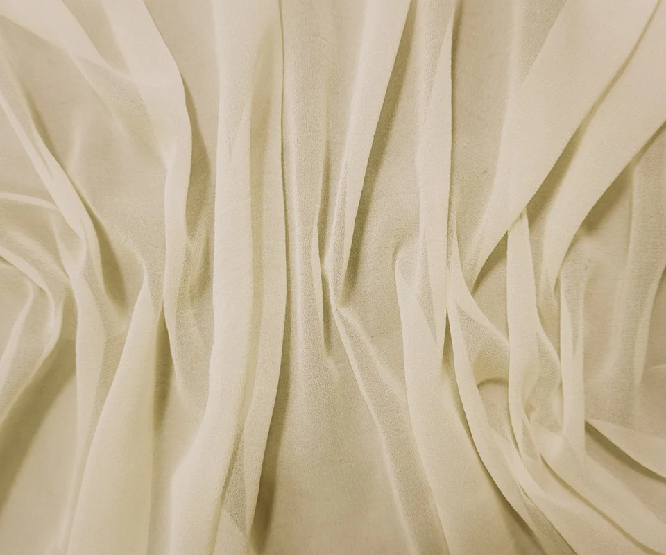 Off-White Silk Solid Chiffon Woven Fabric - Image 3