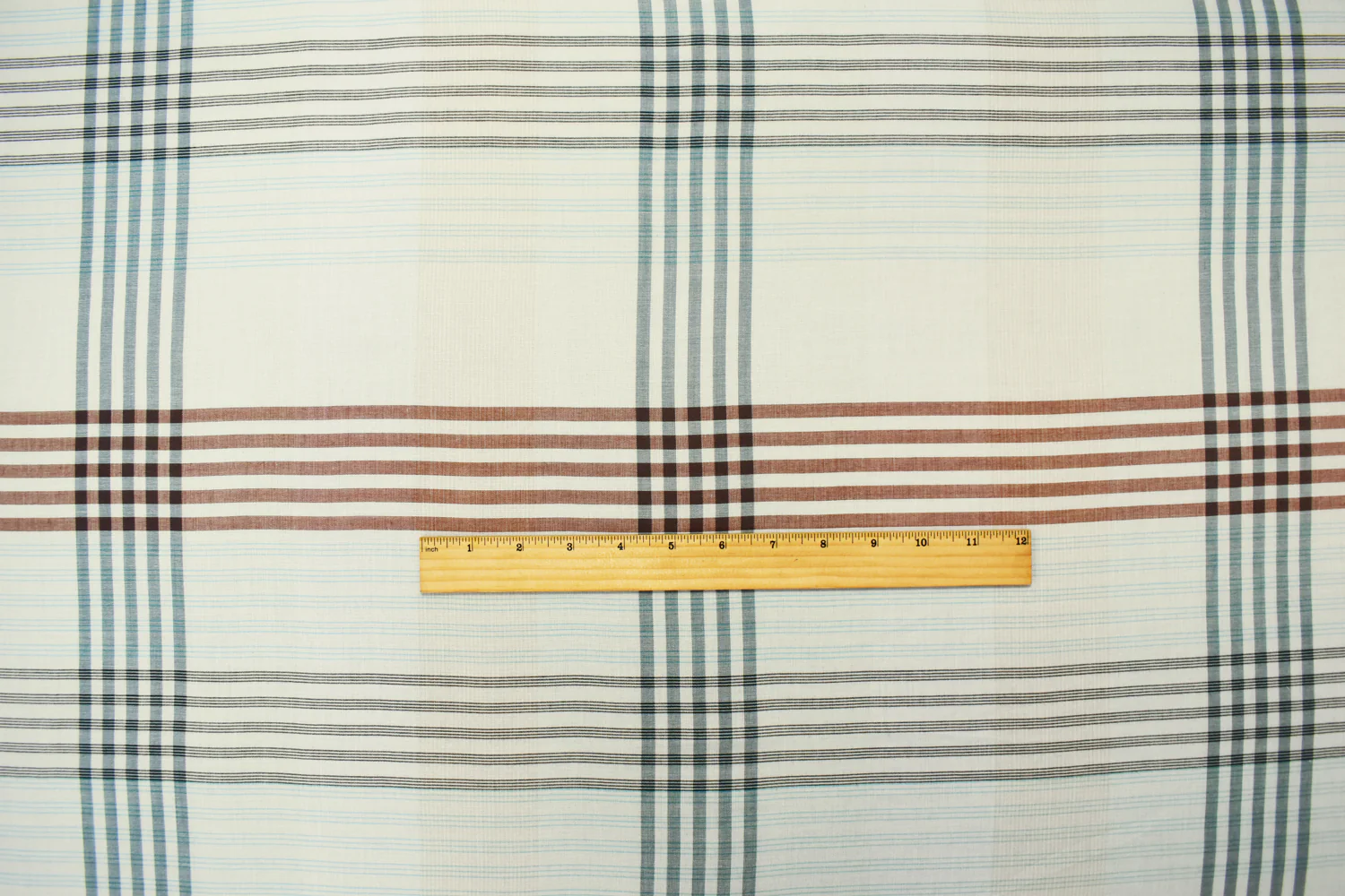 Off-White-Teal Multi Cotton Famous Maker Plaid Gauze Woven Fabric - Image 4