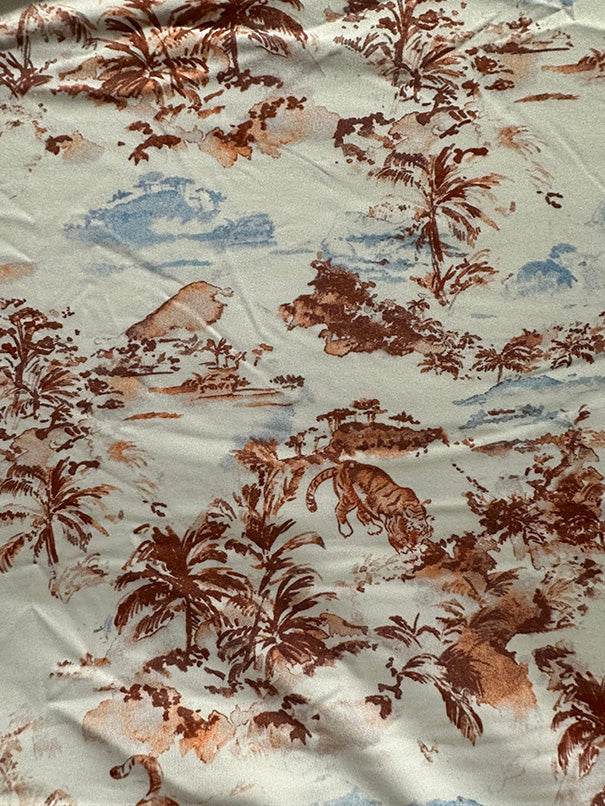 Off White Tiger Toile Print ITY Jersey Knit Fabric - Image 2