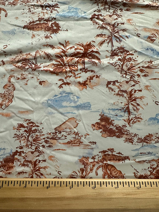 Off White Tiger Toile Print ITY Jersey Knit Fabric - Image 3