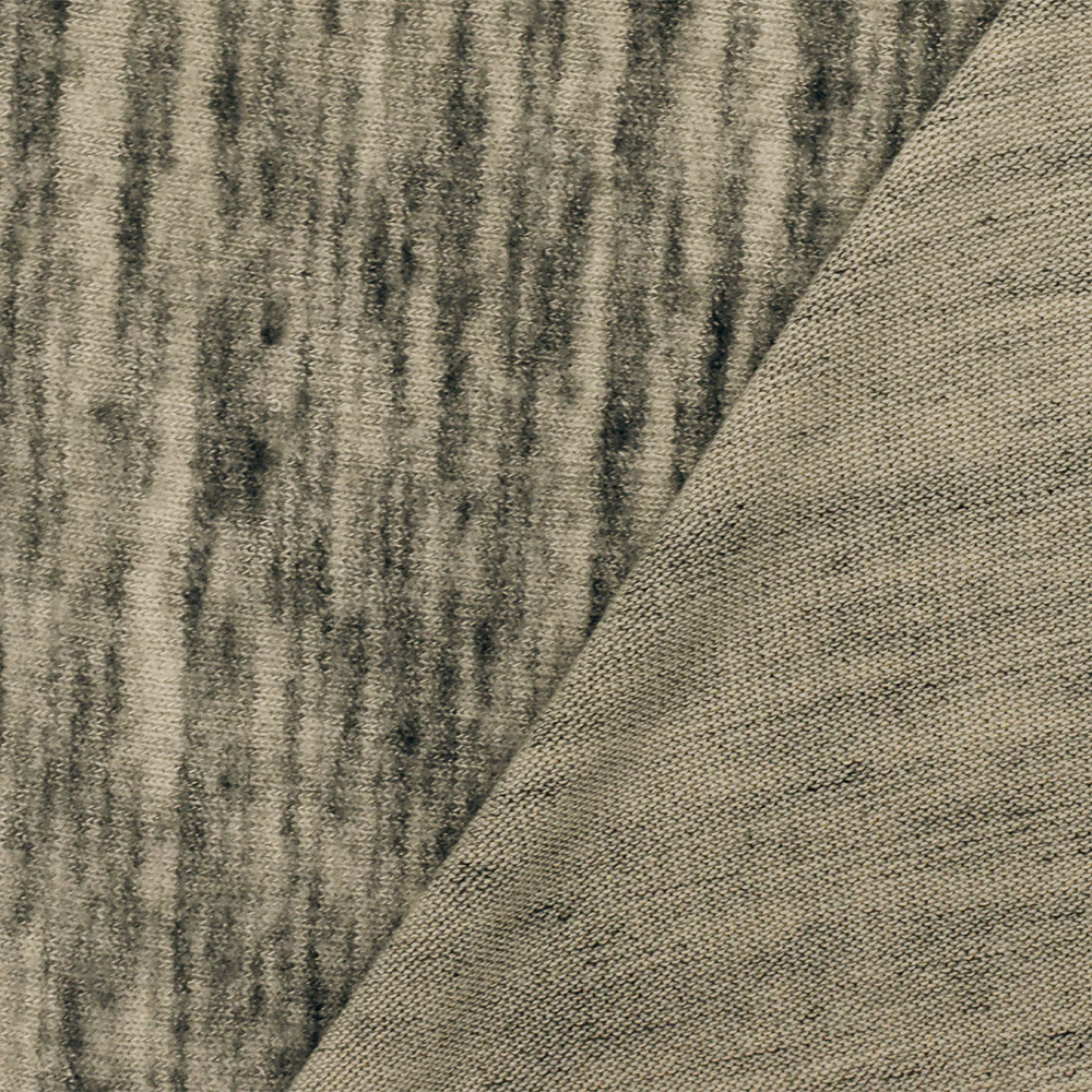 Old Beige-Gray-Black Slub Stretch Brushed Jersey Knit Fabric - Image 3