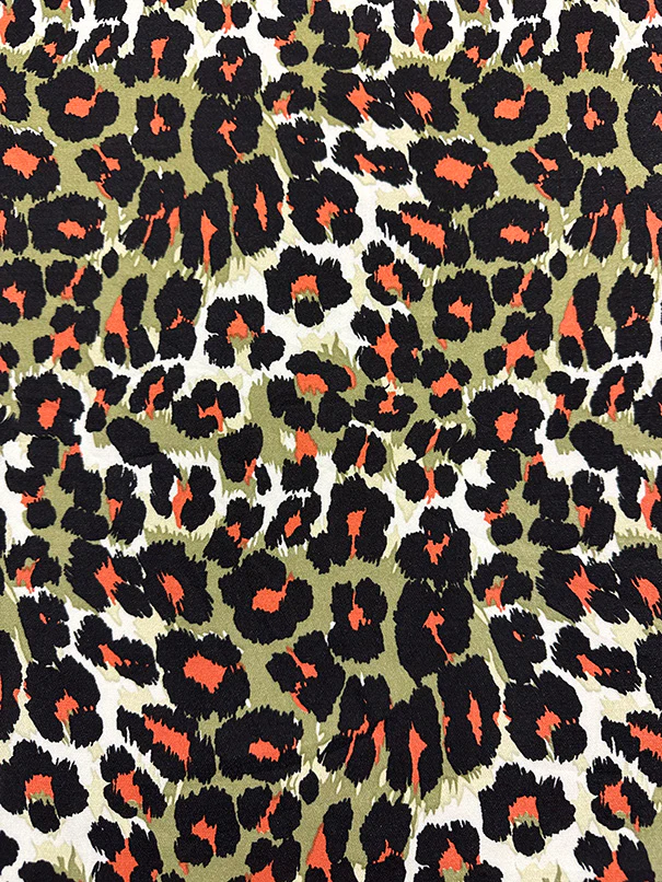 Olive Green Multi Animal Print Poly Georgette Fabric - Image 3