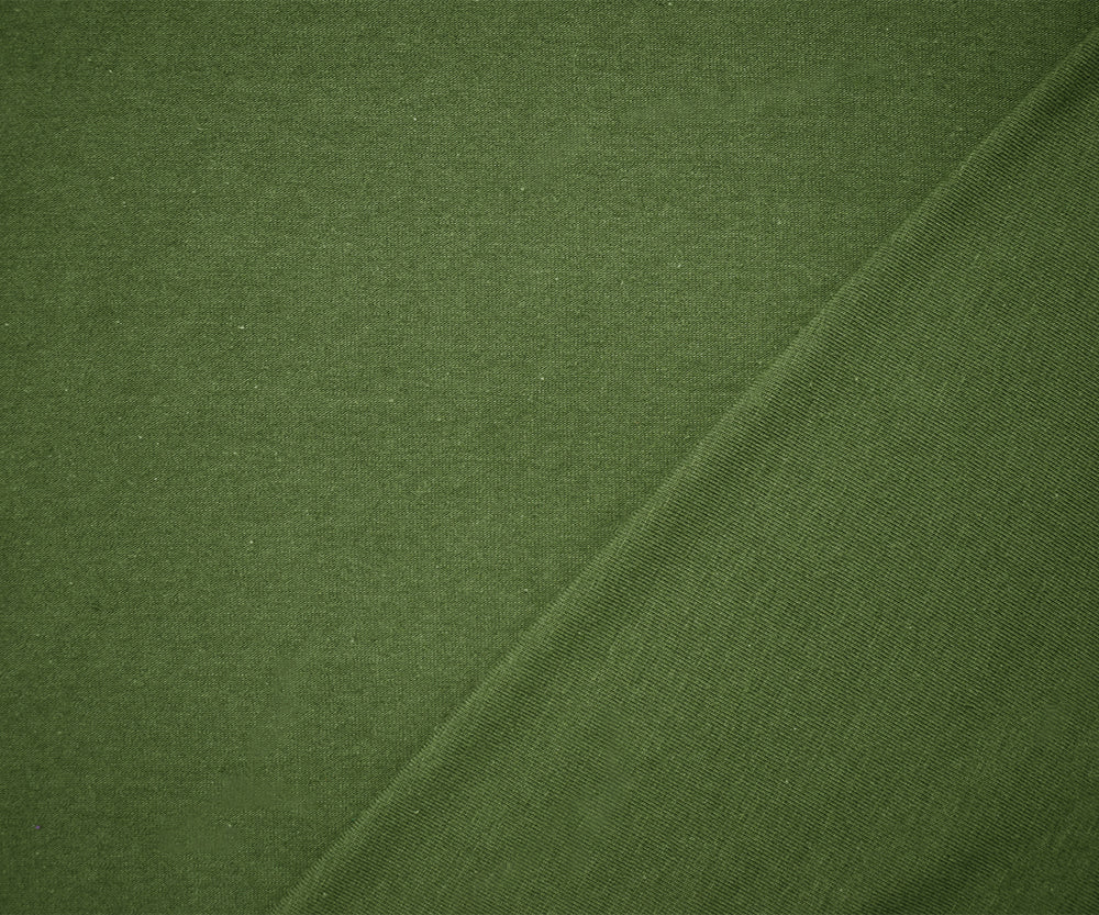 Olive Green Solid Cotton Spandex Knit Fabric - 10 oz - Reorderable - Image 2