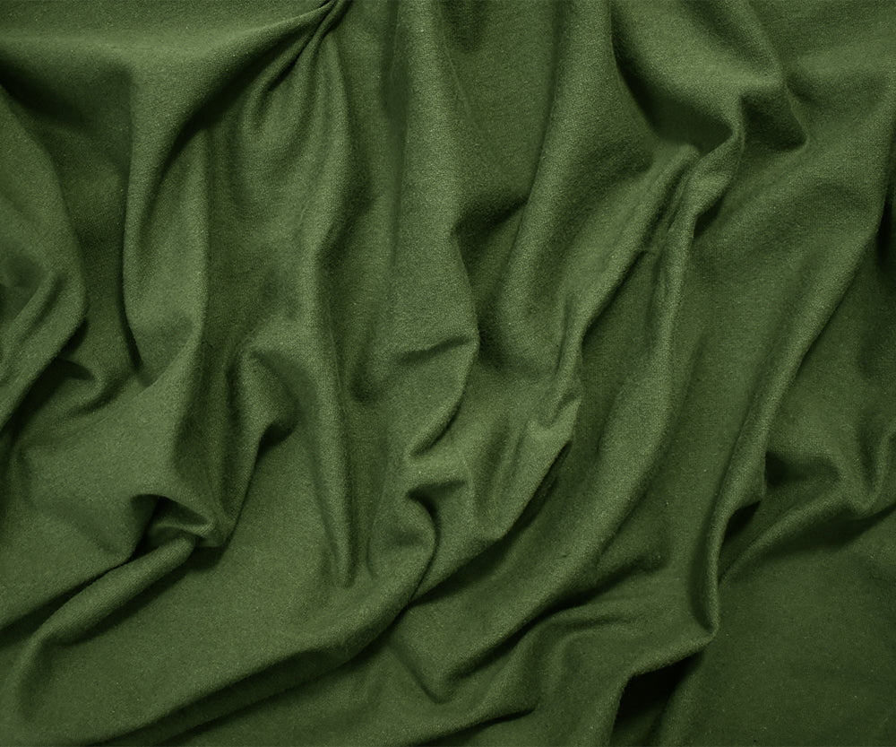 Olive Green Solid Cotton Spandex Knit Fabric - 10 oz - Reorderable - Image 3