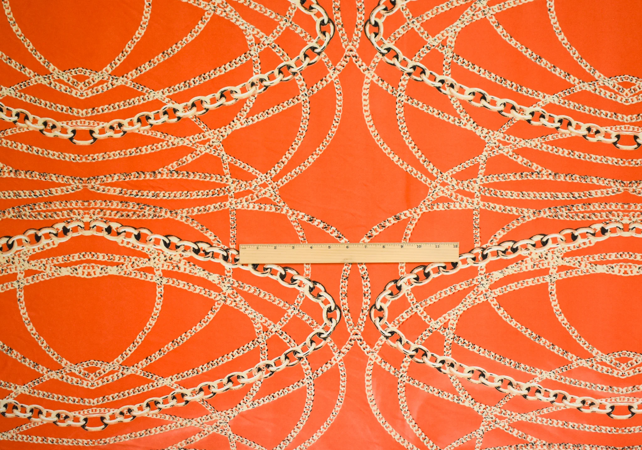 Orange-Beige-Multi Chain Printed Stretch Silk Jersey Knit - Image 4