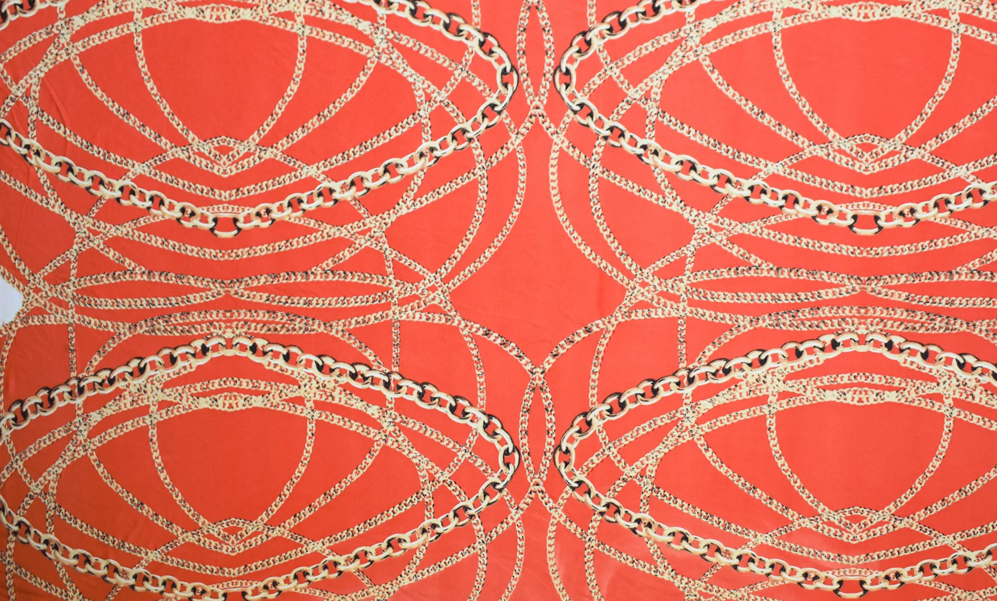 Orange-Beige-Multi Chain Printed Stretch Silk Jersey Knit - Image 5