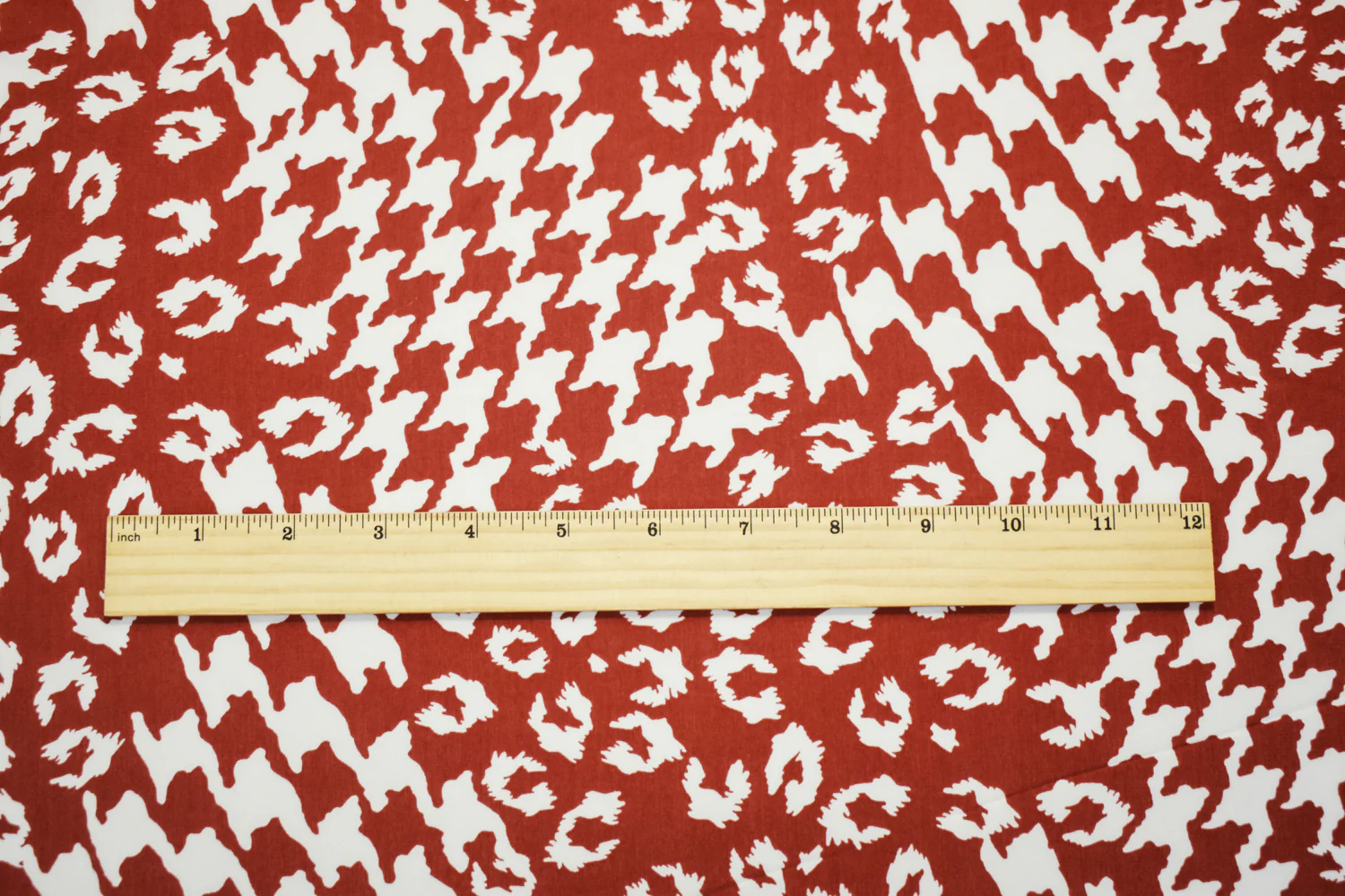 Orange-Beige Poly Abstract Houndstooth-Cheetah Printed Faille Woven Fabric - Image 2