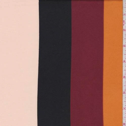Orange/Black/Beige Stripe Double Brushed Jersey Knit Fabric