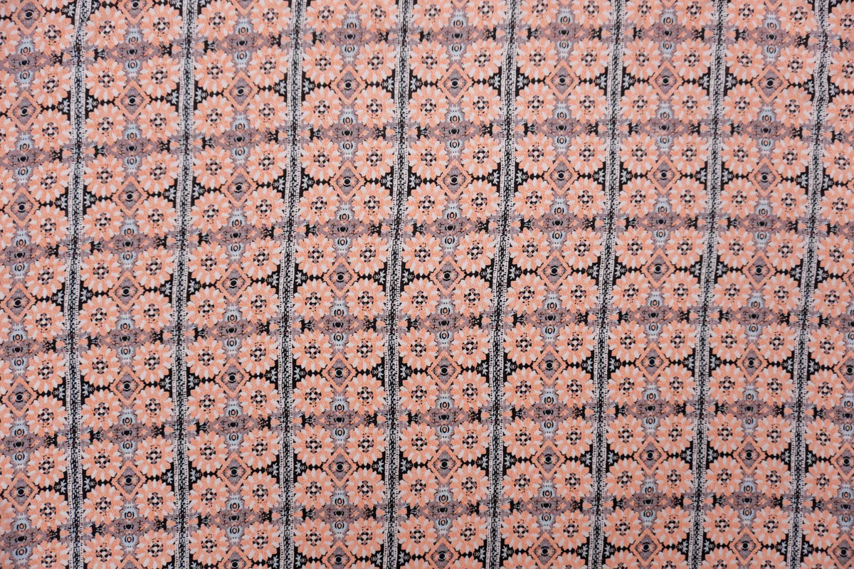 Orange-Black-Multi Rayon Floral Printed Voile Woven Fabric - Image 3