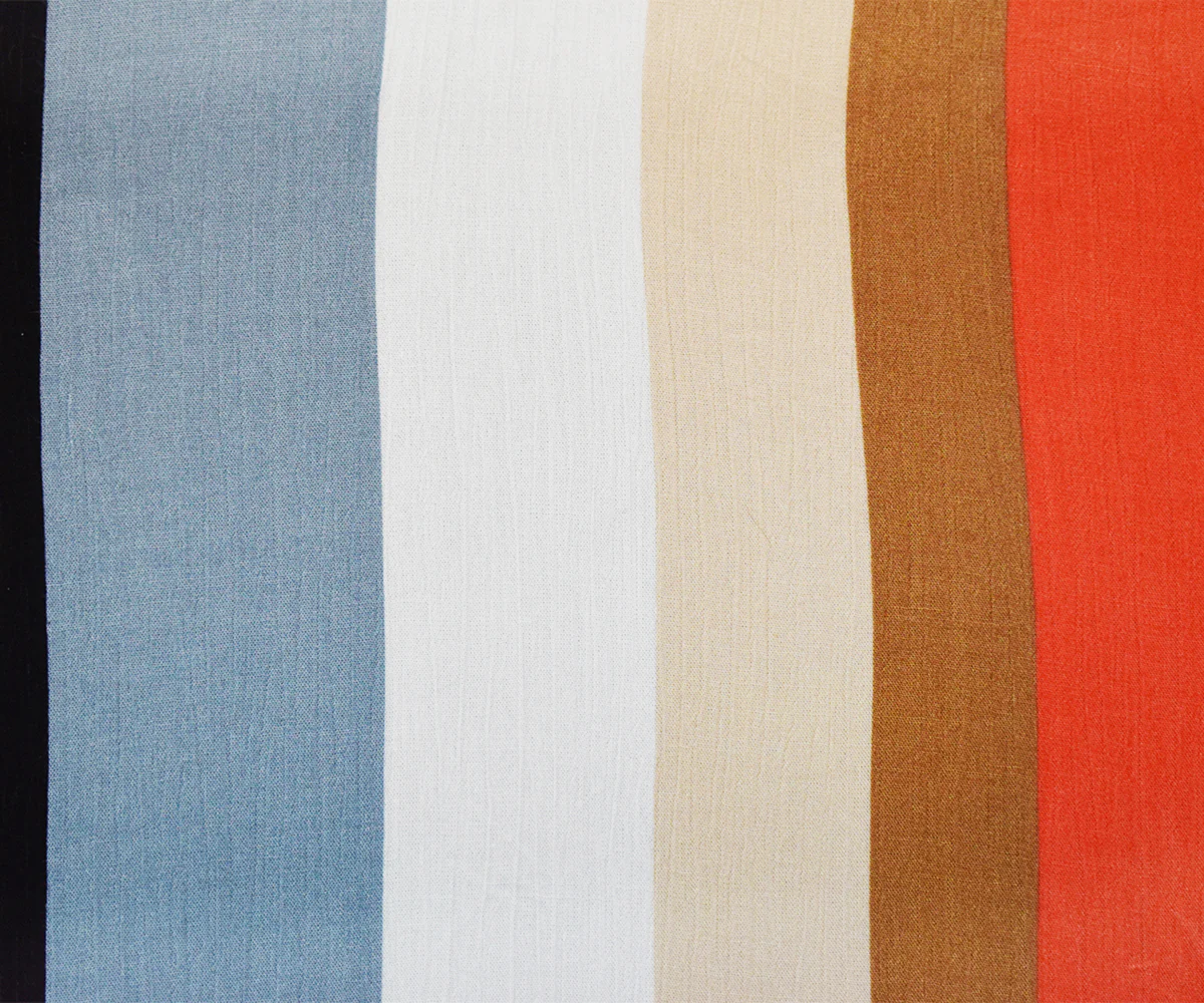 Orange-Gray-Multi Cotton Stripe Printed Crinkled Gauze Woven Fabric - Image 3