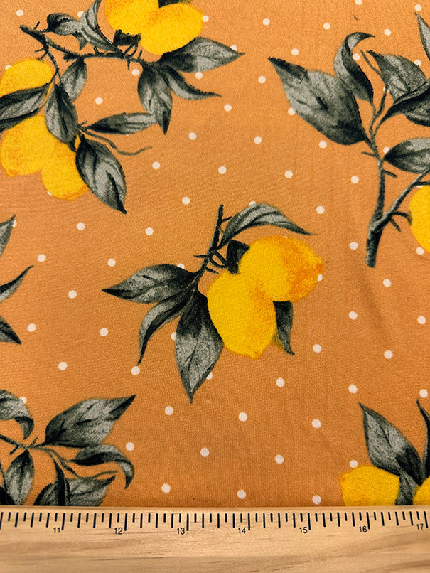 Orange Lemon Polka Dot Print Double Brushed Jersey Knit - Image 2