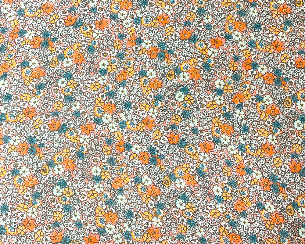 Orange-Multi Poly Floral Print Crinkle Yoryu Chiffon Woven Fabric - Image 3