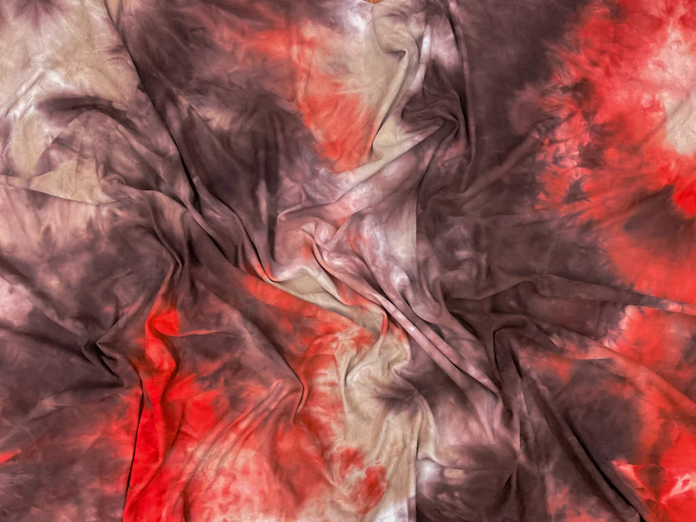 Orange-Multi Poly Stretch Spandex Tie Dye Double Brushed Jersey Knit Fabric - Image 3