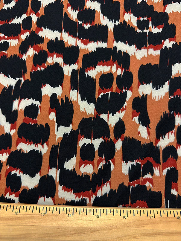 Orange Multi Print Poly Georgette Fabric - Image 2