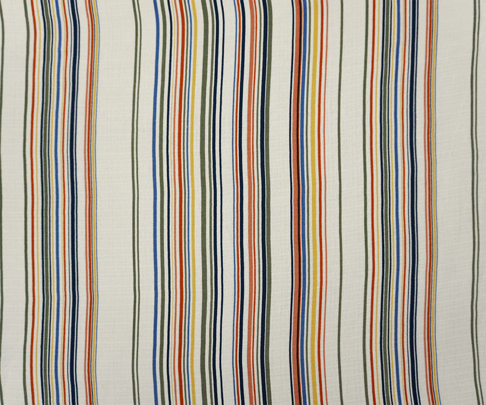 Orange-Navy-White Famous Maker Poly Linen-Like Stripe Woven Fabric - Image 4